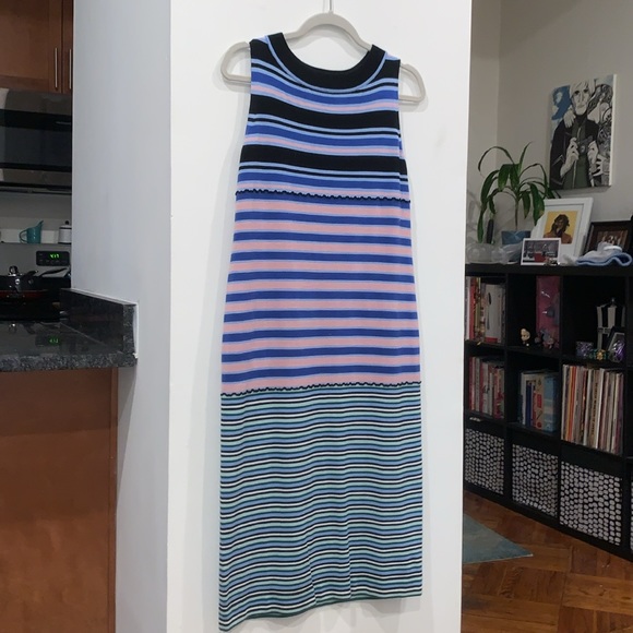 MARNI x UNIQLO collab Merino Blend Sleeveless Knitted Dress blue pink stripe S - Picture 4 of 12